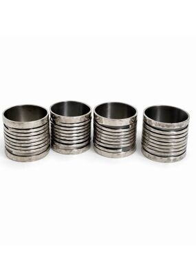 Vintage Silver Tone Napkin Rings Set of 4 Gothic Viking Medieval Hammered Metal